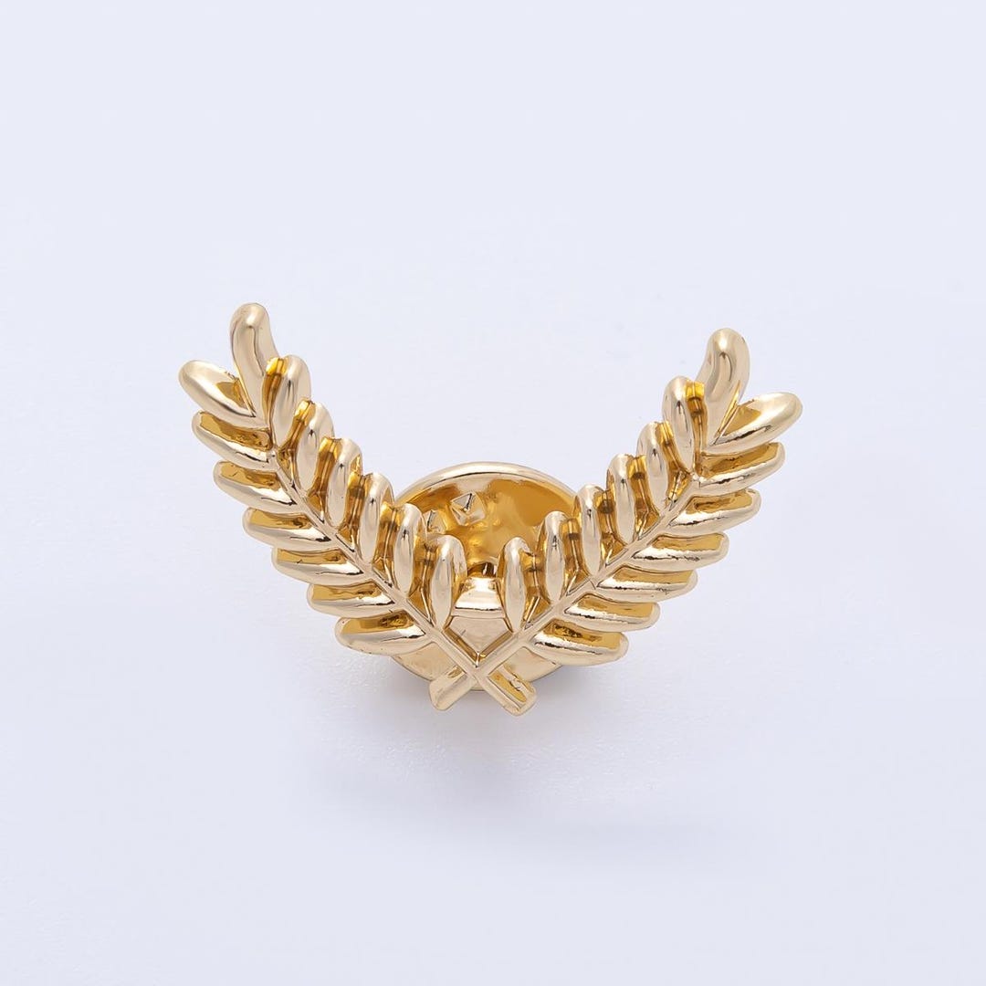 Gold 27.5mm Minimalist Grain Olive Leaf Nature Pin Brooch Nature Lover ...