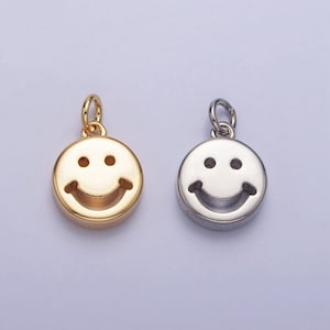 Mini gold happy face charm silver smile face charm for bracelet necklace earring ac-225
