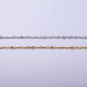 24k gold filled twisted chain with gold beads for wholesale necklace dainty satellite chain jewelry making supplies | wa-1851 wa-1851