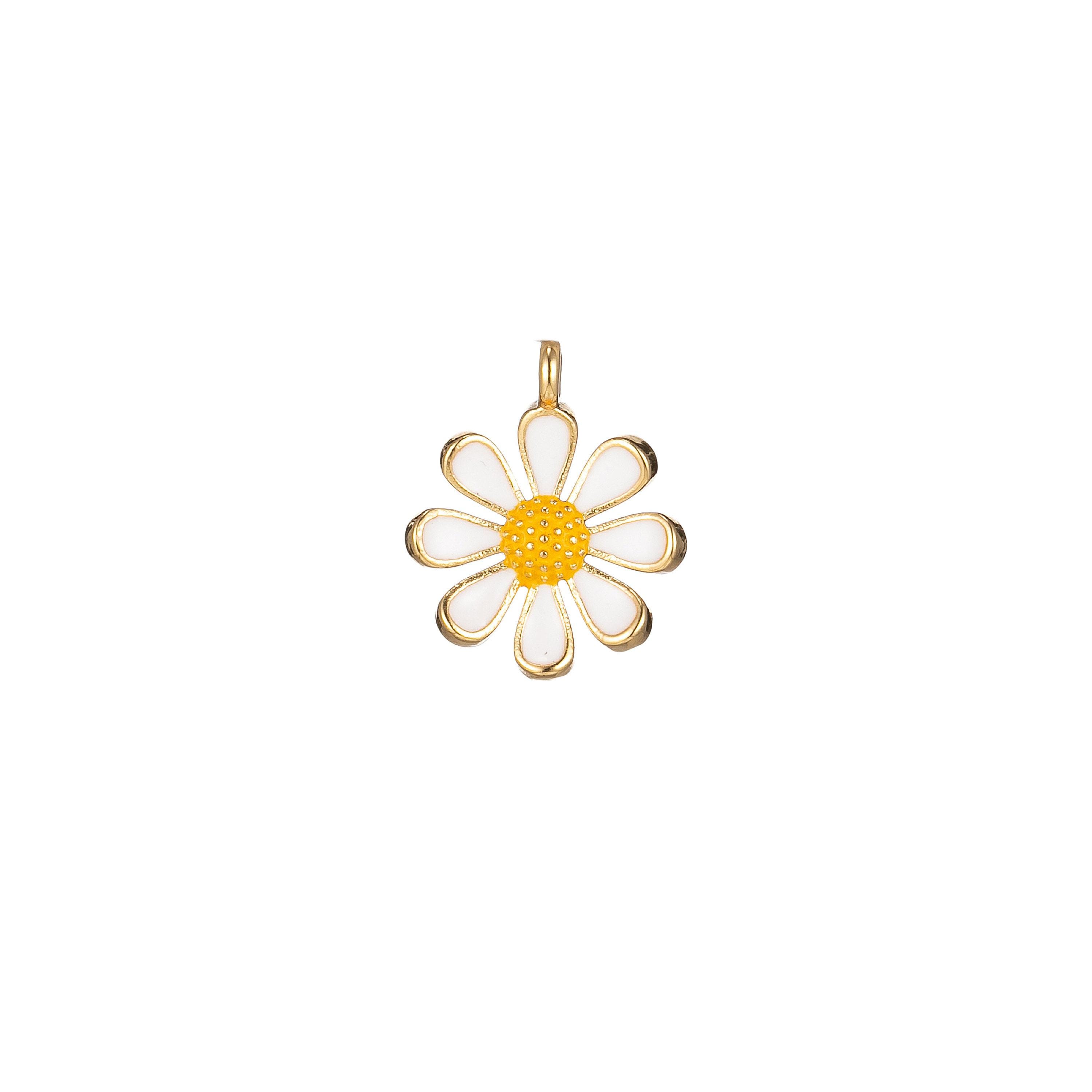 daisy♡14kgf Dainty Colorful Daisy Flower Shape Pendant, 14kgold Filled