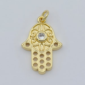 24K Gold Filled Dainty Hamsa Charm,Small Hamsa Heand Pendant,Simple Hamsa Jewelry, Hand of Fatima, Hand of Fatima Pendant, Evil Eye Charm