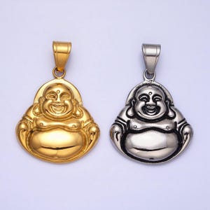 Stainless steel buddha pendant in silver & gold | p-1103