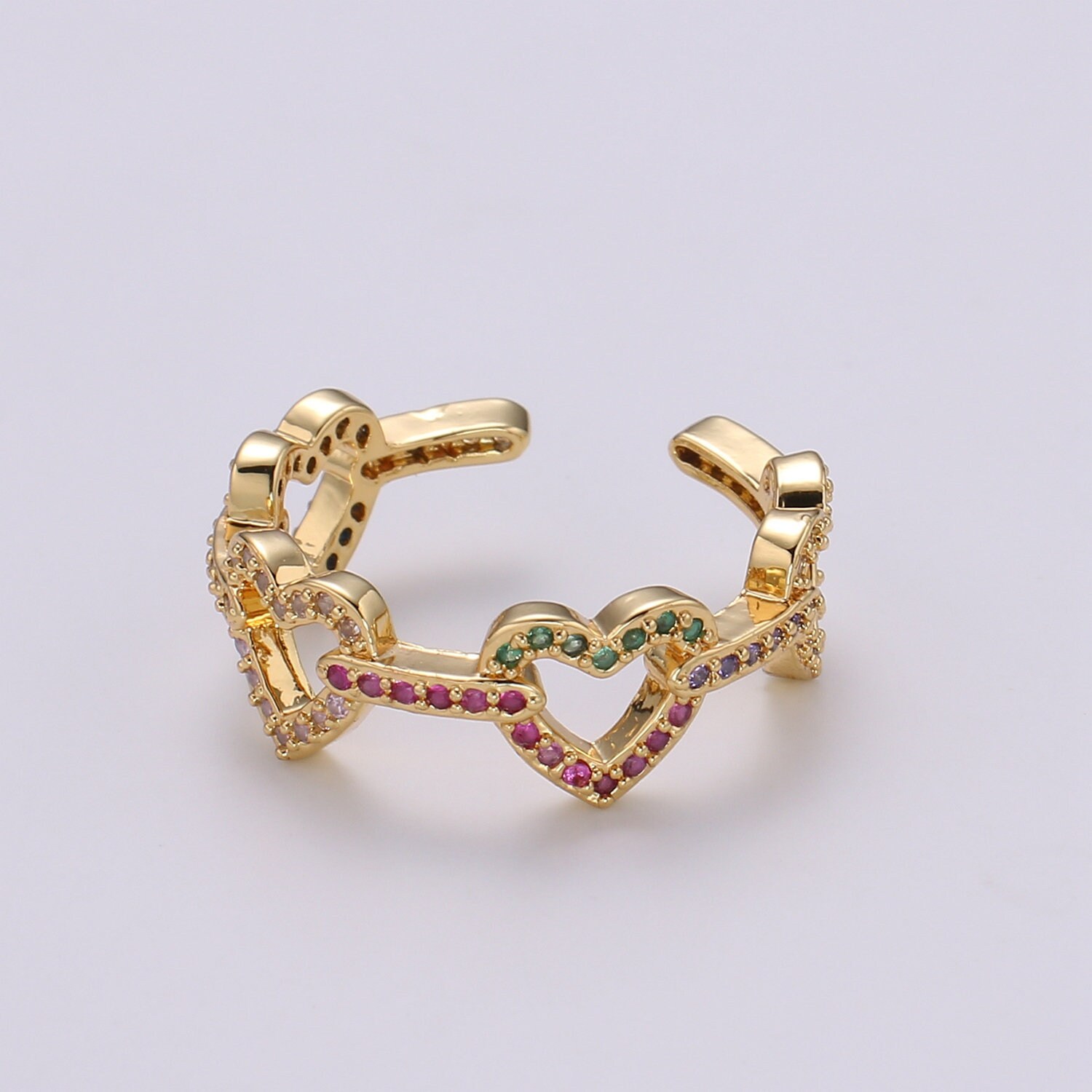 Minimalist Cz Ring Dainty Jewelry Adjustable Ring Gold Open Ring Micro Pave Ring 1 pc Gold Ring Heart Dainty Ring