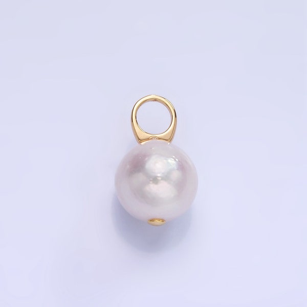Big Hole 14K Gold Filled 12mm Shell Pearl Potato Drop Charm for Wedding Minimalist Jewelry For Necklace Earring Component | P1718