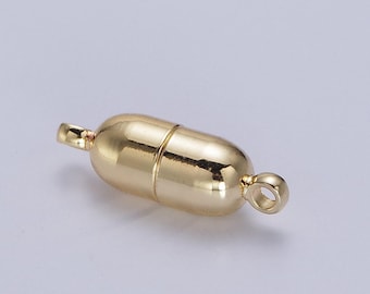 Gold magnetic jewelry clasp gold pill clasp dainty tube style clasp for jewelry making findings