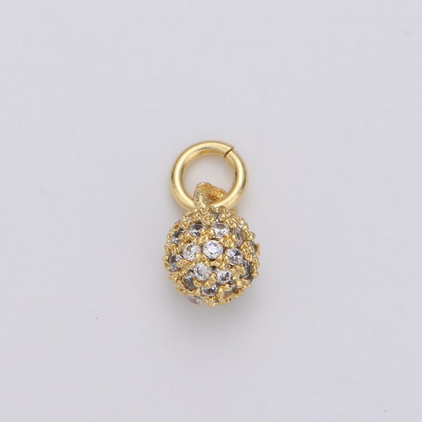 Tiny Ball Pendant Small Ball Charm for Handmade Jewelry Supplies 24k Gold  Charm Micro Pave Cubic Ball Charm Disco Ball, D-117