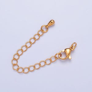 Teardrop-shaped gold filled lobster/end clasp with chain extender | l-676, l-774