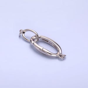 s925 Sterling Silver Charm Holder Clasp Double Oval Push Spring Gate Jewelry Making Supply in Gold & Silver | SL-546