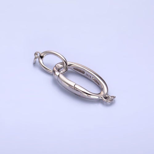 Fermoir à ressort double ovale en argent sterling 925 pour la création de bijoux (or et argent) | SL-546