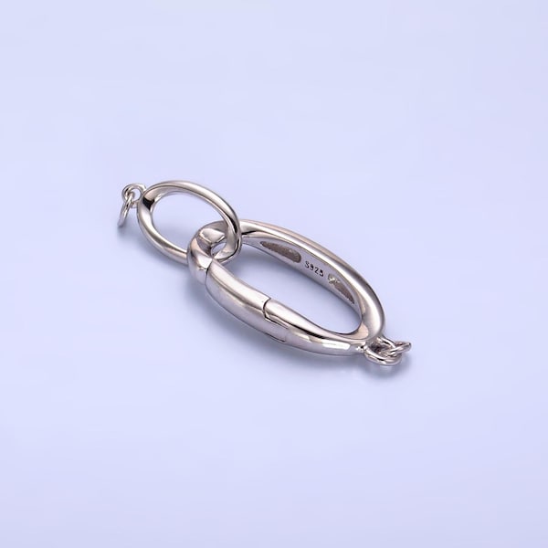 925スターリングシルバー チャームホルダークラスプ ダブルオーバルプッシュスプリングゲート ジュエリー製作用品 ゴールド＆シルバー | SL-546