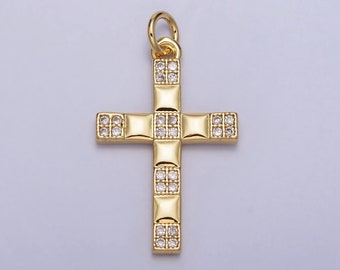 Cz Gold Plated Cross Pendant for Religious Jewelry Making Supply AC-220