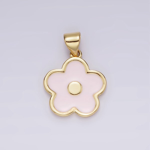 Dainty Pink Daisy Charms Kawaii Pink Enamel Flower Charms Cute Baby Pink Flower Charms for Bracelet Necklace Pendant AH078