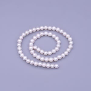 6.5mm aaa small near round pearl beads, white freshwater pearl beads, loose, pearl strand seed pearl, natural, luster pearl jewelry wa-1667