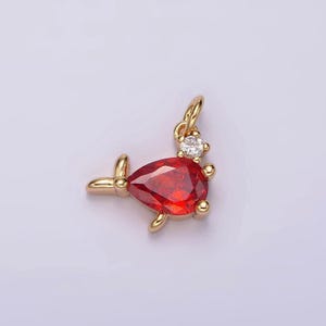 14k gold filled mini fish red cz add-on charm | ag426