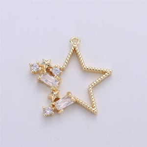 1pc 24k gold  micro pave star charm, cubic zirconia star pendant charm,  charm, for diy jewelry,chgf-662