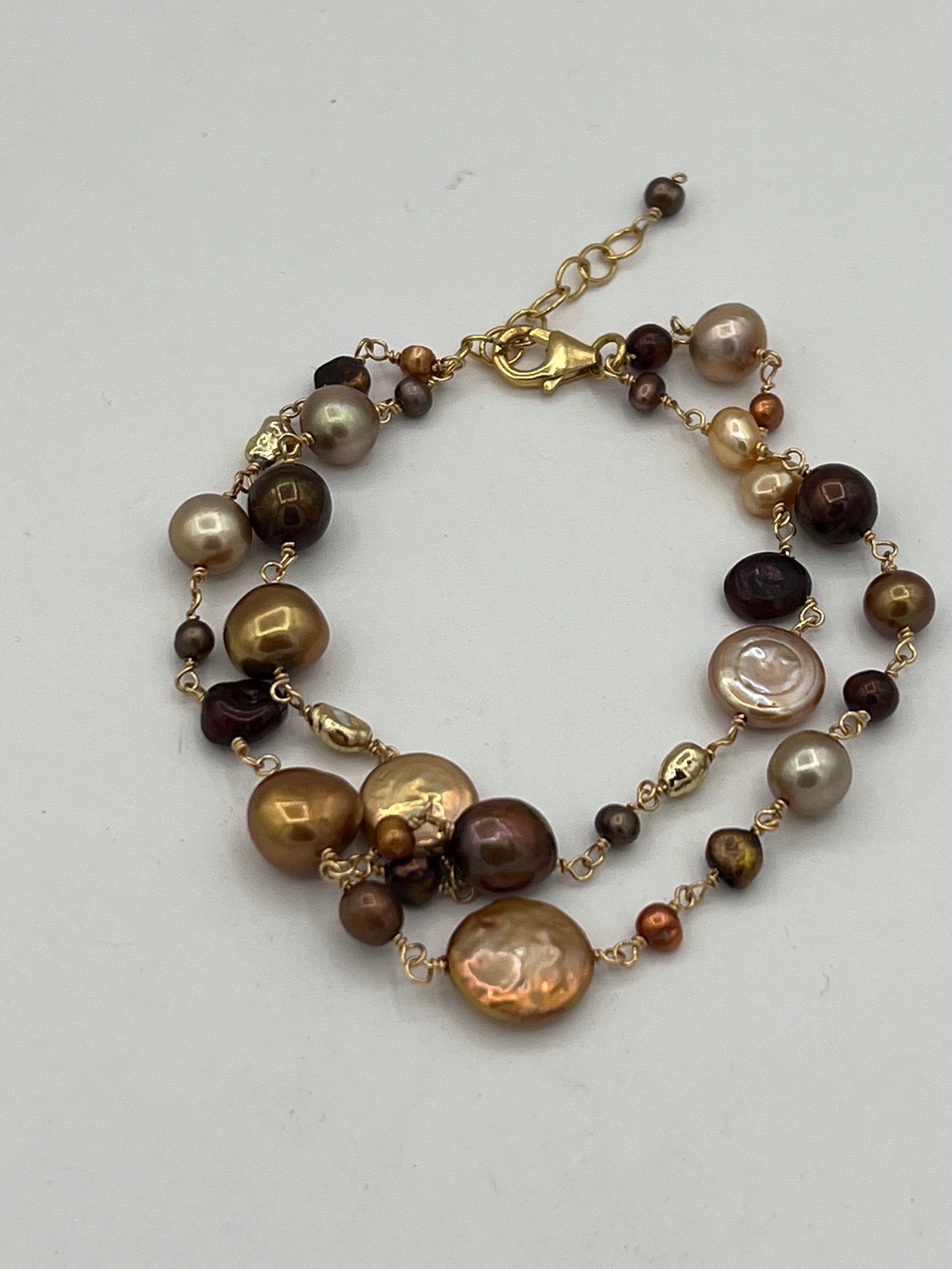 Large Copper Pearl & Autumn Gemstone Cluster Earrings Etsy