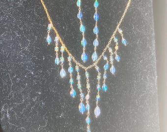 Opal Dangle & Drop Necklace and Earring Set