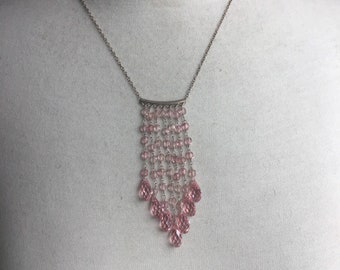 Rosa Swarovski-kristall- och kedjehalsband