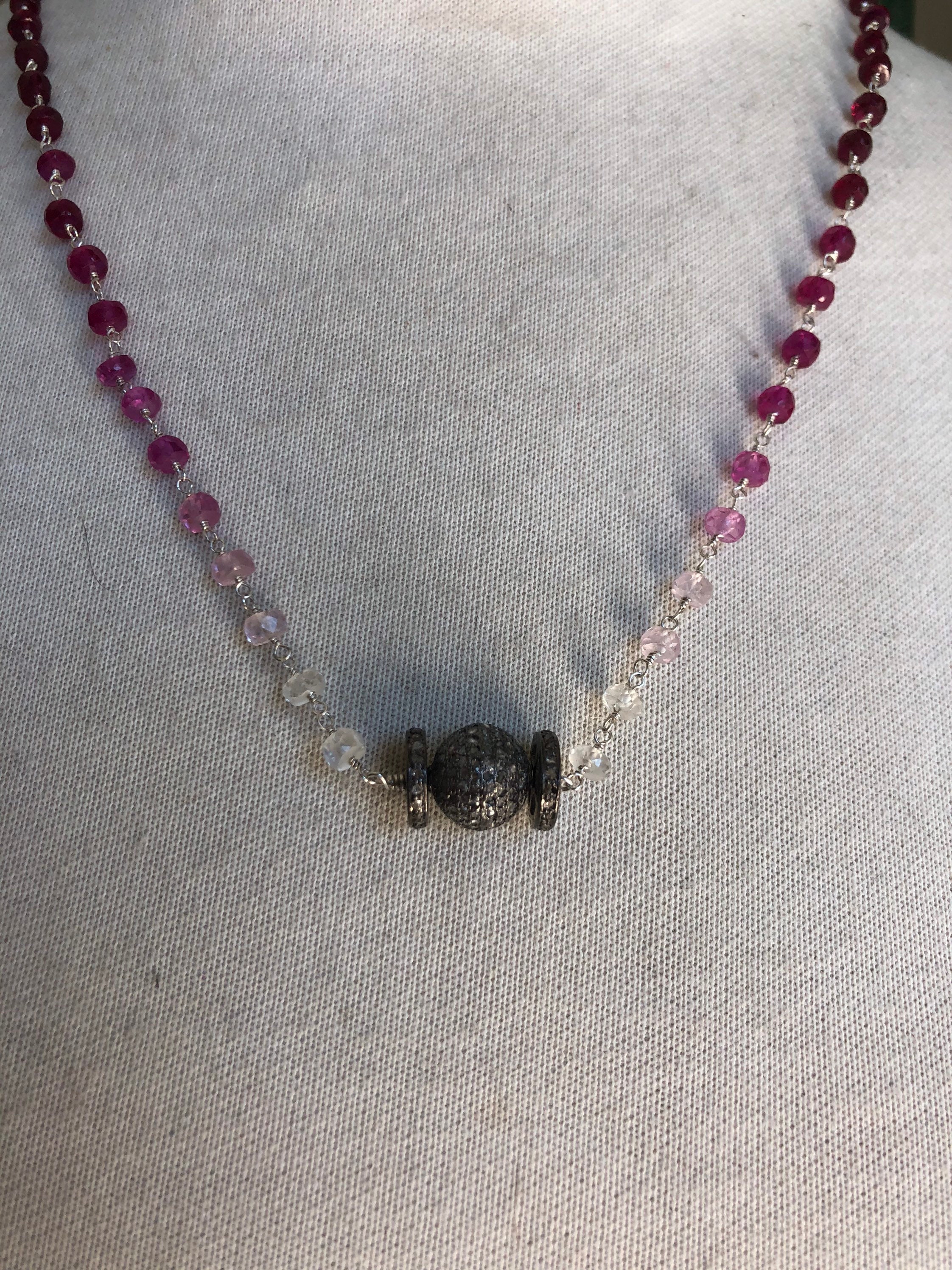 Shades of Pink Tourmaline With Pave Diamonds Wire Wrapped - Etsy