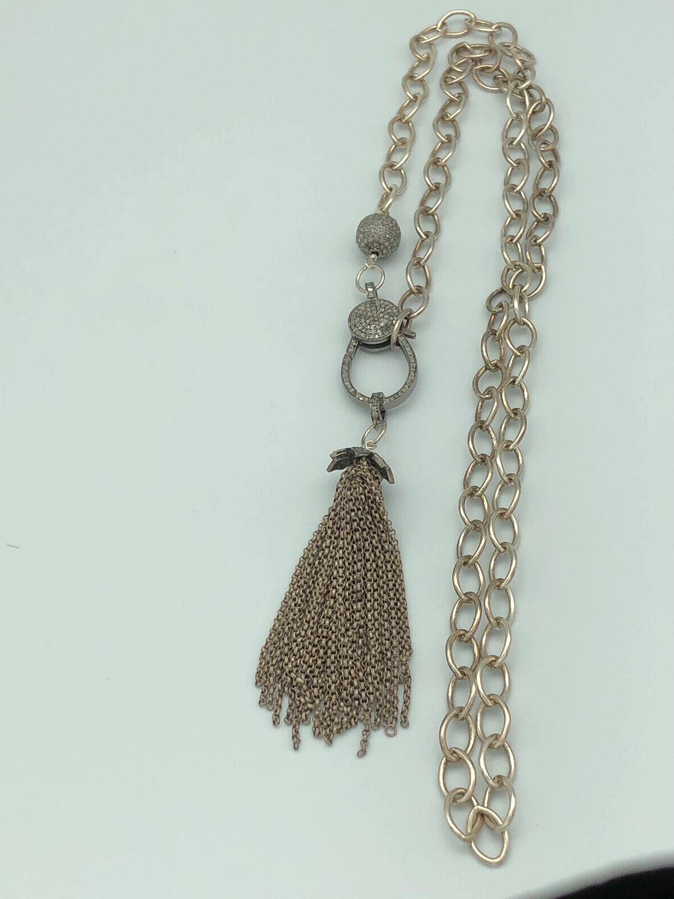 Pave Diamonds With a Chain Tassel Necklace - Etsy
