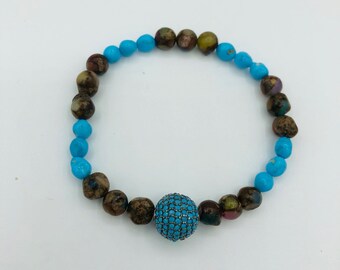 Sleeping Beauty Turquoise & Jade Bracelet