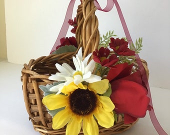 sunflower flower girl basket