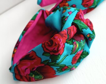 Diadema anudada, diadema floral azul para mujer, accesorios para el cabello florales anudados para adultos, turbante floral, diadema retorcida, regalo para su hermana