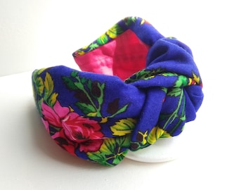 Navy blue headband for women Knot headband Twist headband Fabric hairband Handmade hair accessory No slip hairband Gift idea for sister