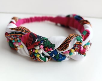 Ukrainian Khustka scarf Braided headband with beads  elastic band Embroidered with beads Ukrainian bride Ethnic Ukrainian wedding gift