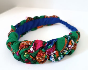 Braided headband with beads Plaited hairband for women Flower Embroidery beads Woven hairband Folk Gift hair idea sister Gift from Ukraine