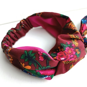 Knot burgundy headband Soft Knotted hair bands Twisted hairband for women Elastic comfortable headband Floral headband Turban Gift for her