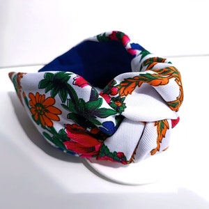 Womens floral headband Flower headband Twisted women&#39;s knot headband turban Fabric Alice band Bohemian hairband Gift for her sister, bestie