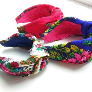 Floral Knotted headband for women flower hairband headpiece Knot wide twisted comfy hairband  head covered Alice band Vintage scarf Gift her