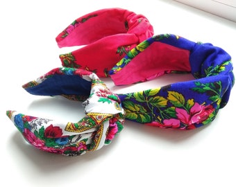 Knotted headband for women floral print Alice band top knot/Knotted liberty headpiece/Gift /Fabric comfy hairband/Wide women's headband