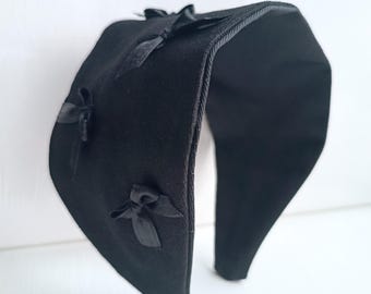 Diadema ancha negra Diademas para mujer con lazos Diadema de lino Diadema cómoda Diadema extra ancha Diadema para adultos Regalo para ella