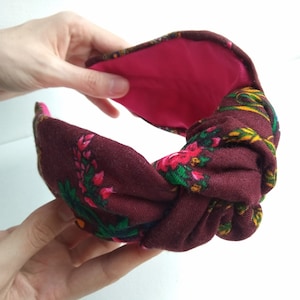 Knot Burgundy headband Wide women&#39;s knot headband Twisted hairband Fabric headband Women fair accessories Fashion headband Gift for women