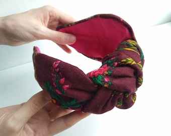 Knoten Burgund Stirnband Breites Frauen Knoten Stirnband Gedrehtes Haarband Stoff Stirnband Frauen fair Accessoires Mode Stirnband Geschenk für Frauen
