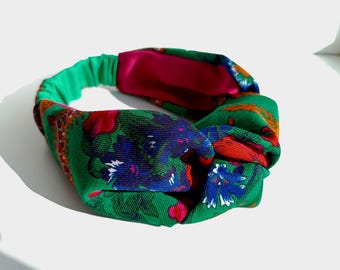 Diadema para mujer, diadema floral, accesorios para el cabello hechos a mano para el verano, pañuelo para la cabeza con flores, diadema elástica, turbante con diadema retorcida, regalo para ella.