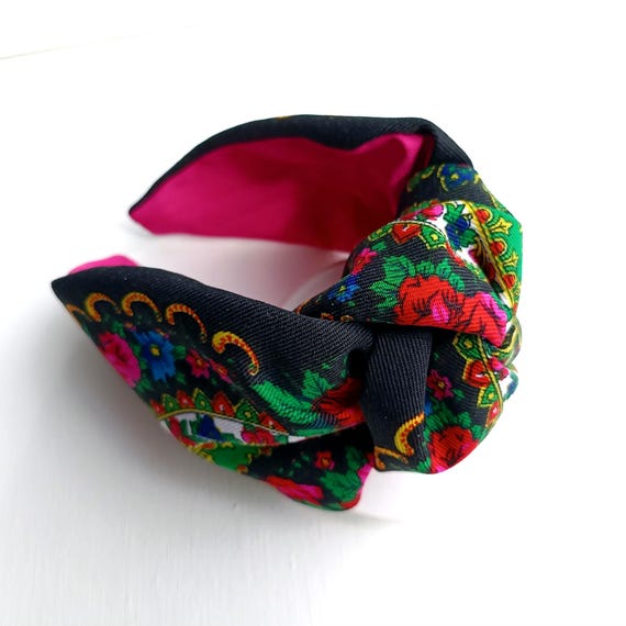 Flower Black Headband Knot Headband for Women Floral Twisted 