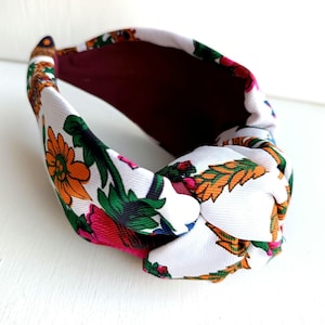 Floral Women Knot headband Twisted hairband turban Knotted white headband Wide knot headband Adult turban headband Gift set for her sister