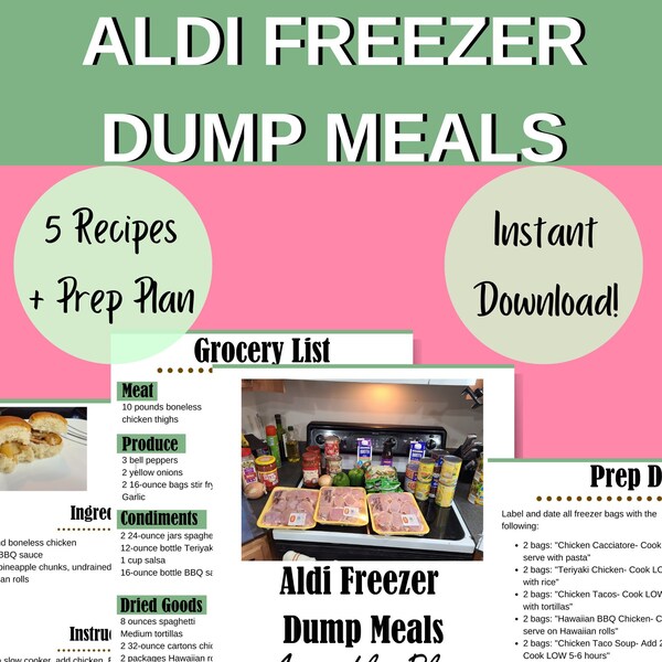Freezer Meal Plan Aldi Dump Meal Assembly Plan Freezer Prep Meal Prep Chicken Recipe  Grocery List Printable Sheets Easy Dinner Meal Prep