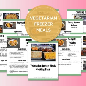 Gefrierschrank Essensplan Vegetarisches Abendessen Einkaufsliste und Vorbereitungsplan Gesunde Mahlzeit Make Ahead Druckbarer Mahlzeitenplaner