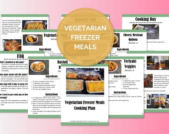 Gefrierschrank Essensplan Vegetarisches Abendessen Einkaufsliste und Vorbereitungsplan Gesunde Mahlzeit Make Ahead Druckbarer Mahlzeitenplaner