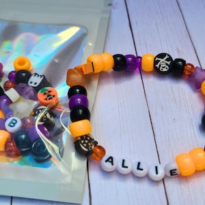 Halloween Bracelet Kit; Customizable DIY Name Bracelets for Kids; Halloween Bracelet Party Favors; Halloween Gift