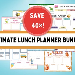 Ultimate School Lunch Planner Bundle; Fillable and Printable; Lunch Meal Planner for Kids
