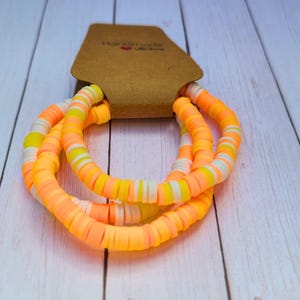 Halloween Heishi Bracelet Stack; Clay Bead Bracelets; Halloween Bracelets; Stretch Bracelet Pack; Candy Corn Bracelet