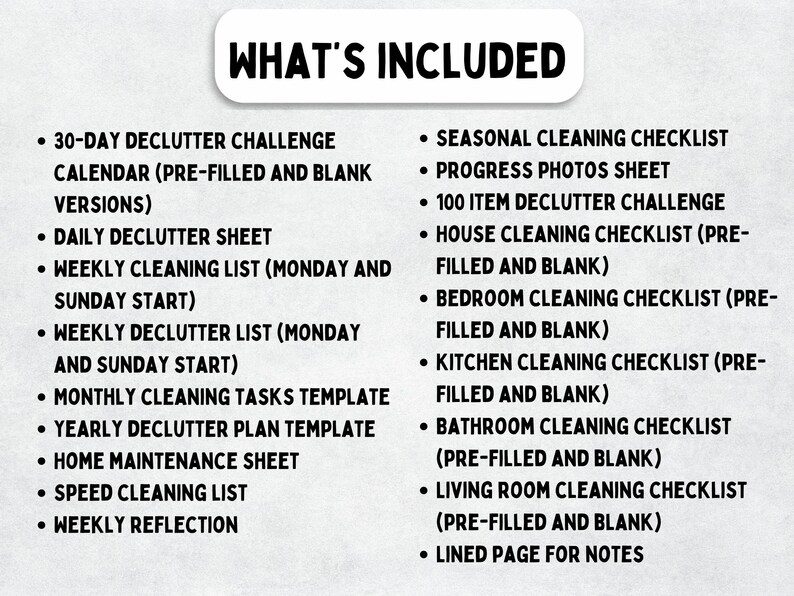 ADHD Declutter Checklist Workbook; Printable Cleaning Planner ...