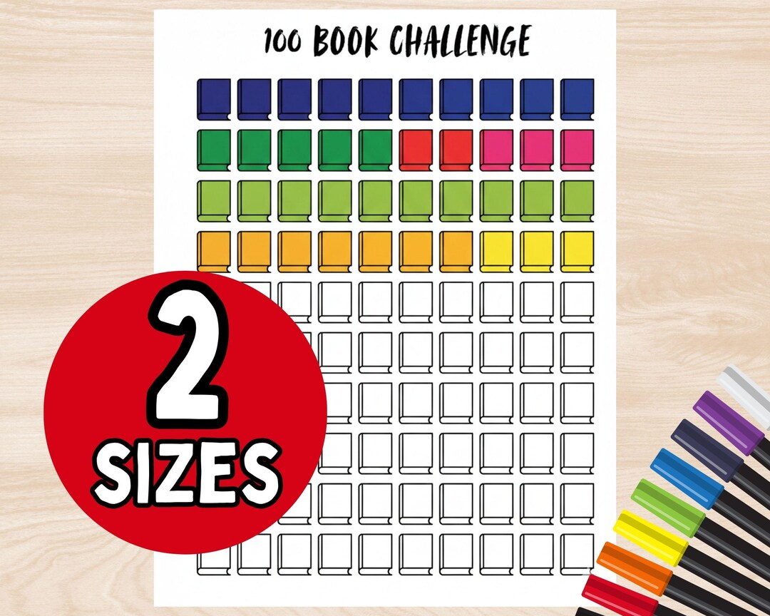 100 Book Reading Challenge Printable; Book Challenge Reading Tracker ...