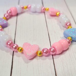 Valentine Bracelet Kits; DIY Bead Bracelet Kit; For Class Valentines Parties or Party Favors; Cute Bracelet Making Kit; Pink Heart Bracelets