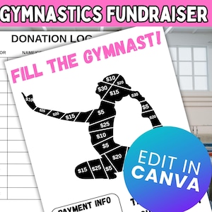 Fill The Gymnast; Gymnastics Fundraiser Printable; Fundraiser Form PDF; Gymnastics Team; Editable in Canva